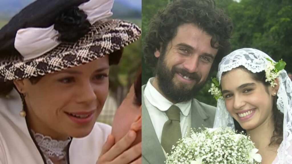 Rosa (Vanessa Gerbelli), Tomé (Eriberto Leão), Tina (Maria Flor) em Cabocla