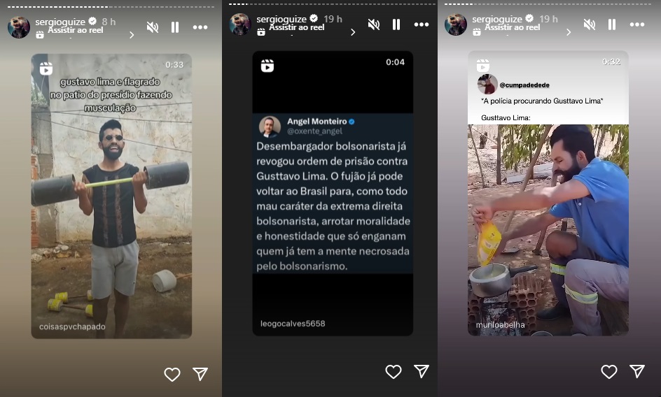 Mais publicações de Sérgio Guizé sobre Gusttavo Lima - (Fotos: Reprodução, Instagram @sergioguize)
