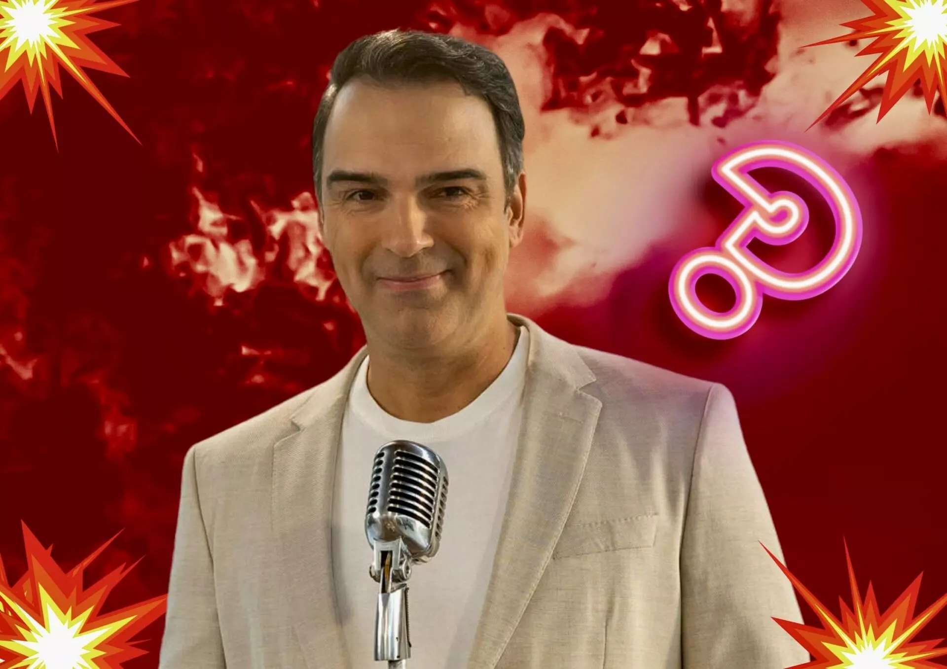 Tadeu Schmidt nos bastidores do BBB
