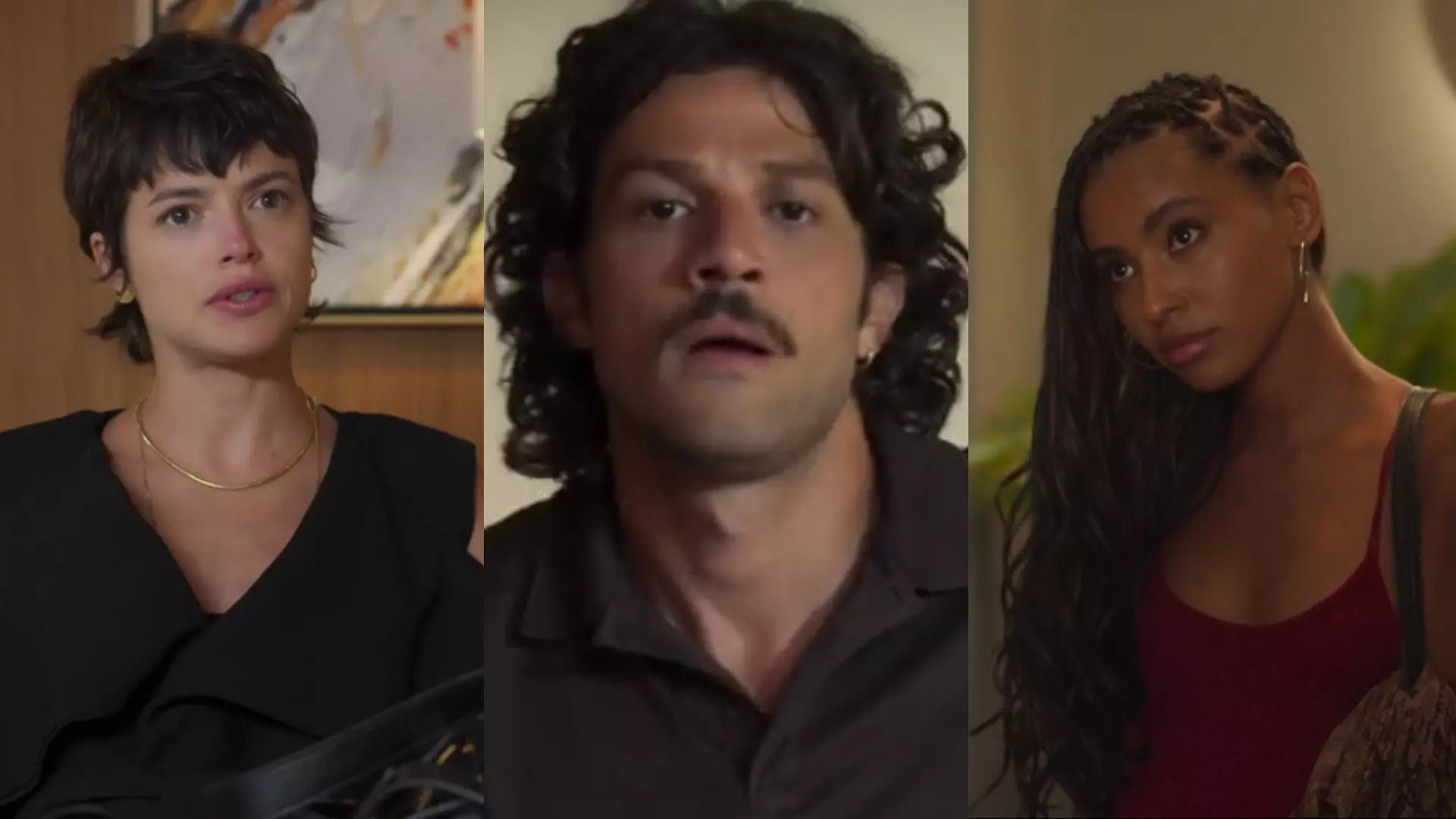 Luma (Agatha Moreira), Mavi (Chay Suede) e Viola (Gabz) de Mania de Você