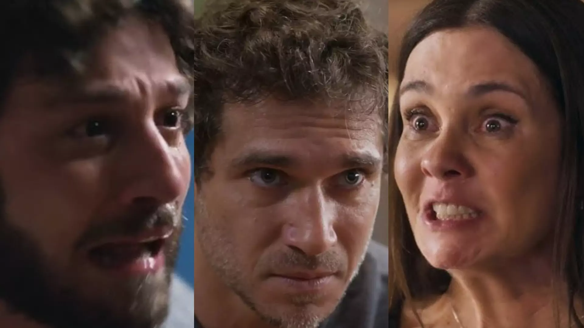 Mavi (Chay Suede), Volney (Paulo Rocha) e Mércia (Adriana Esteves) de Mania de Você