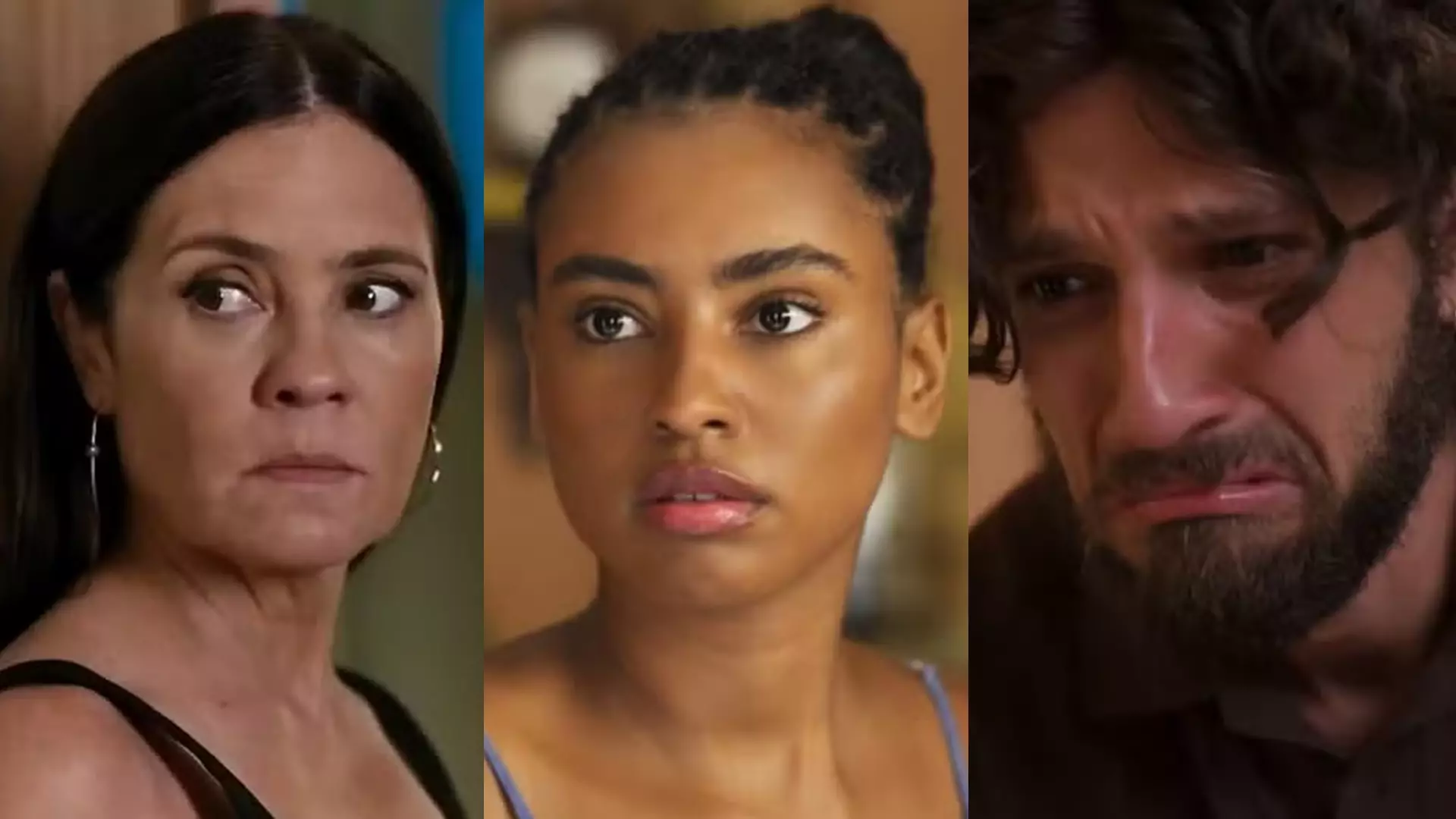 Mércia (Adriana Esteves), Viola (Gabz) e Mavi (Chay Suede) de Mania de Você