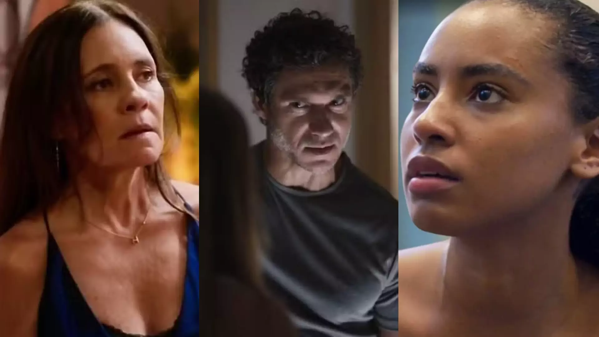 Mércia (Adriana Esteves), Volney (Paulo Rocha) e Viola (Gabz) de Mania de Você
