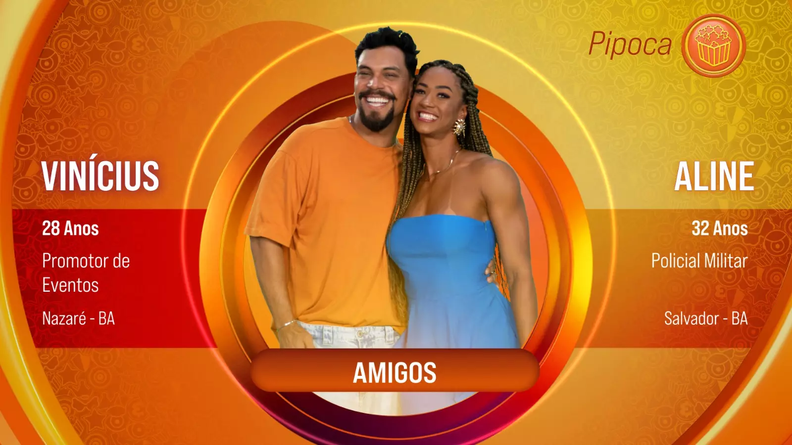 Os amigos Vinícius e Aline, participantes do BBB 25
