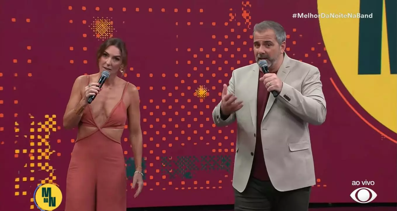 Rodrigo Alvarez e Glenda Kozlowski no Melhor da Noite, da Band
