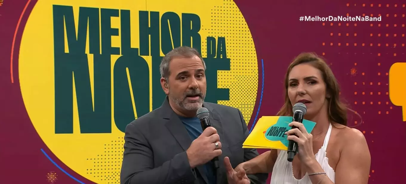 Rodrigo Alvarez e Glenda Kozlowski no Melhor da Noite, da Band