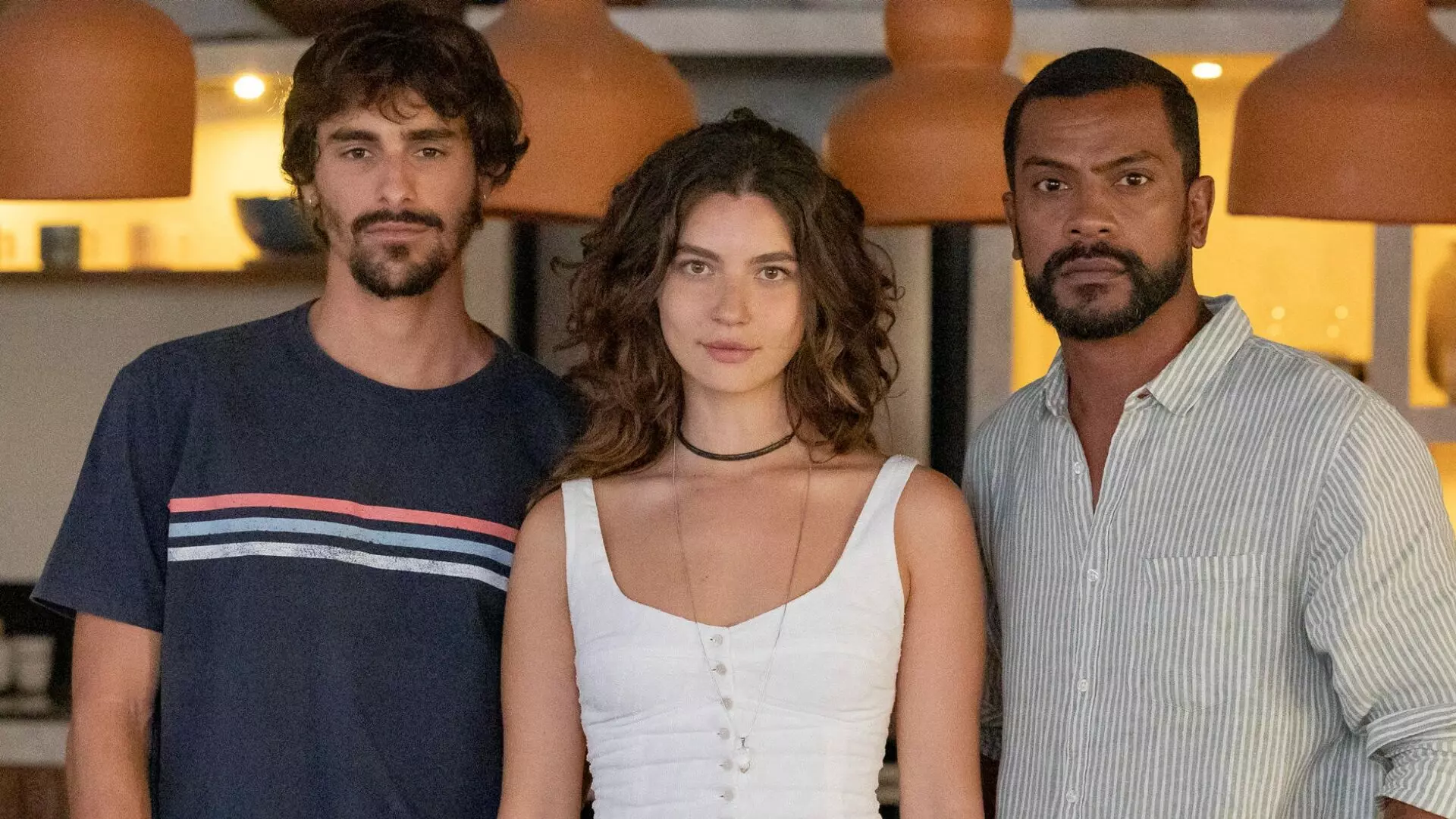 Cristiano (Bruno Montaleone), Michele (Alanis Guillen) e Daniel (Samuel de Assis)