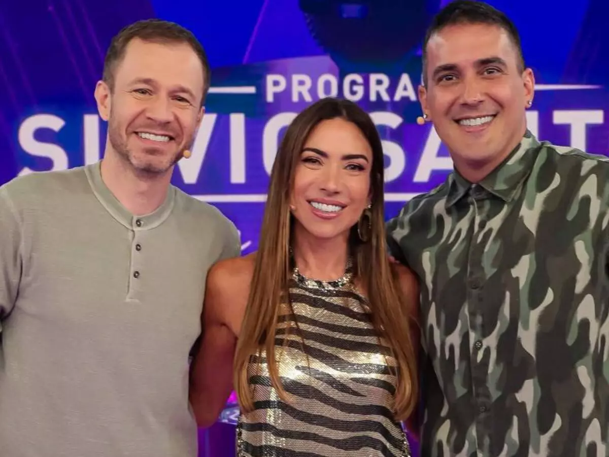 Tiago Leifert, Patrícia Abravanel e André Marques