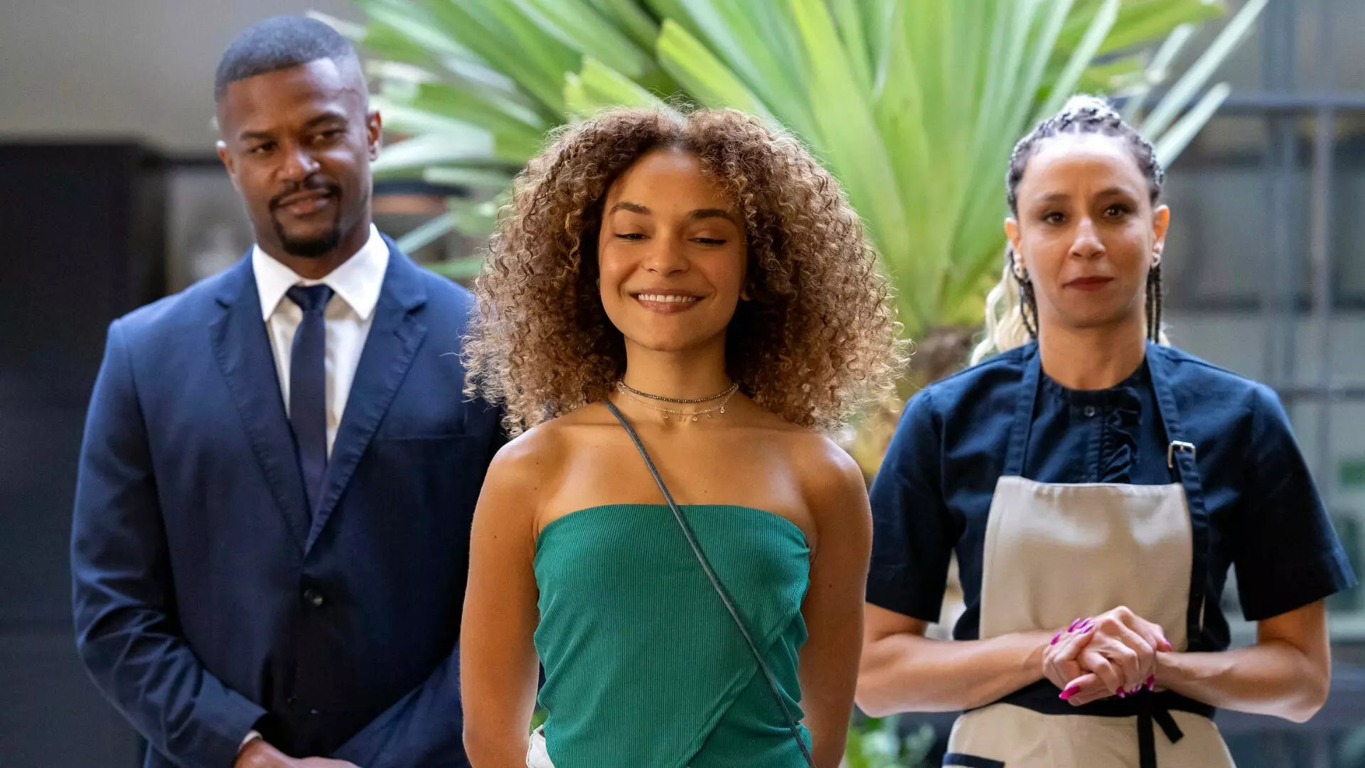 Evelyn (Gi Fernandes) com os pais Leidi (Thalita Carauta) e Sirlei (David Júnior)