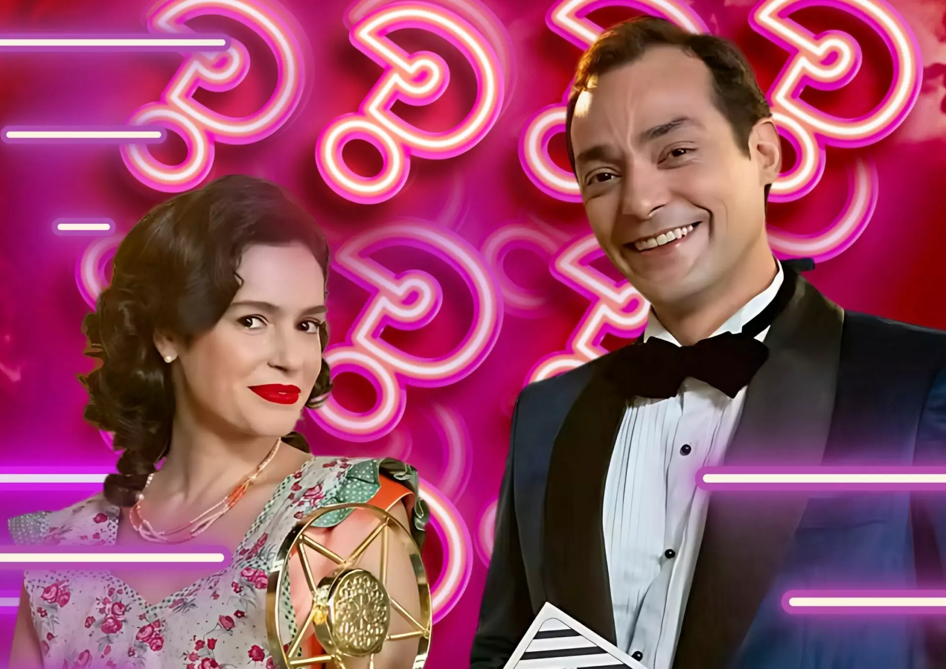 Anita (Maria Flor) e Alfredo Honório (Eduardo Sterblitch) em Garota do Momento