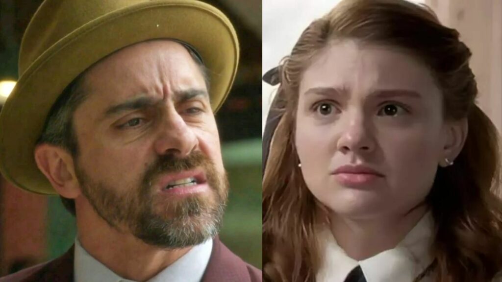 Nelson (Felipe Abib) e Celeste (Débora Ozório) em Garota do Momento