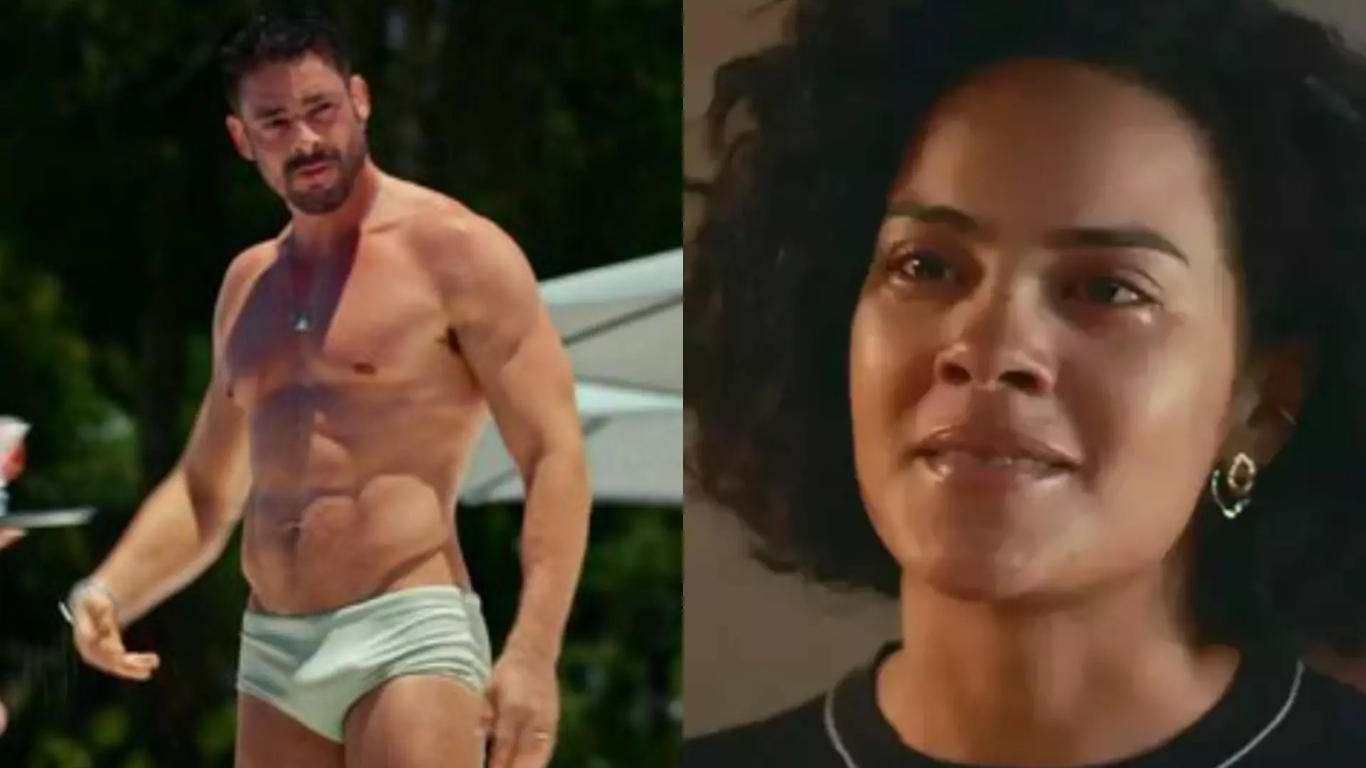 César (Cauã Reymond) e Maria de Fátima (Bella Campos) de Vale Tudo