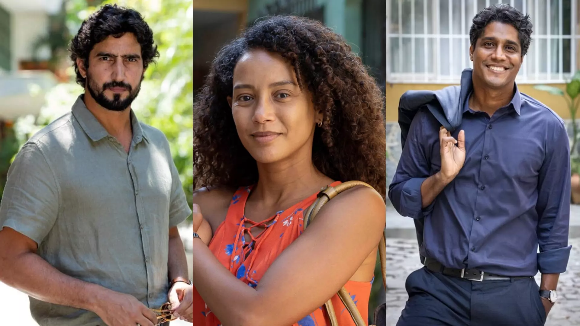 Ivan (Renato Góes), Raquel (Taís Araujo) e Otávio (Breno da Matta) de Vale Tudo
