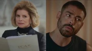Odete (Débora Bloch) e César (Cauã Reymond) de Vale Tudo