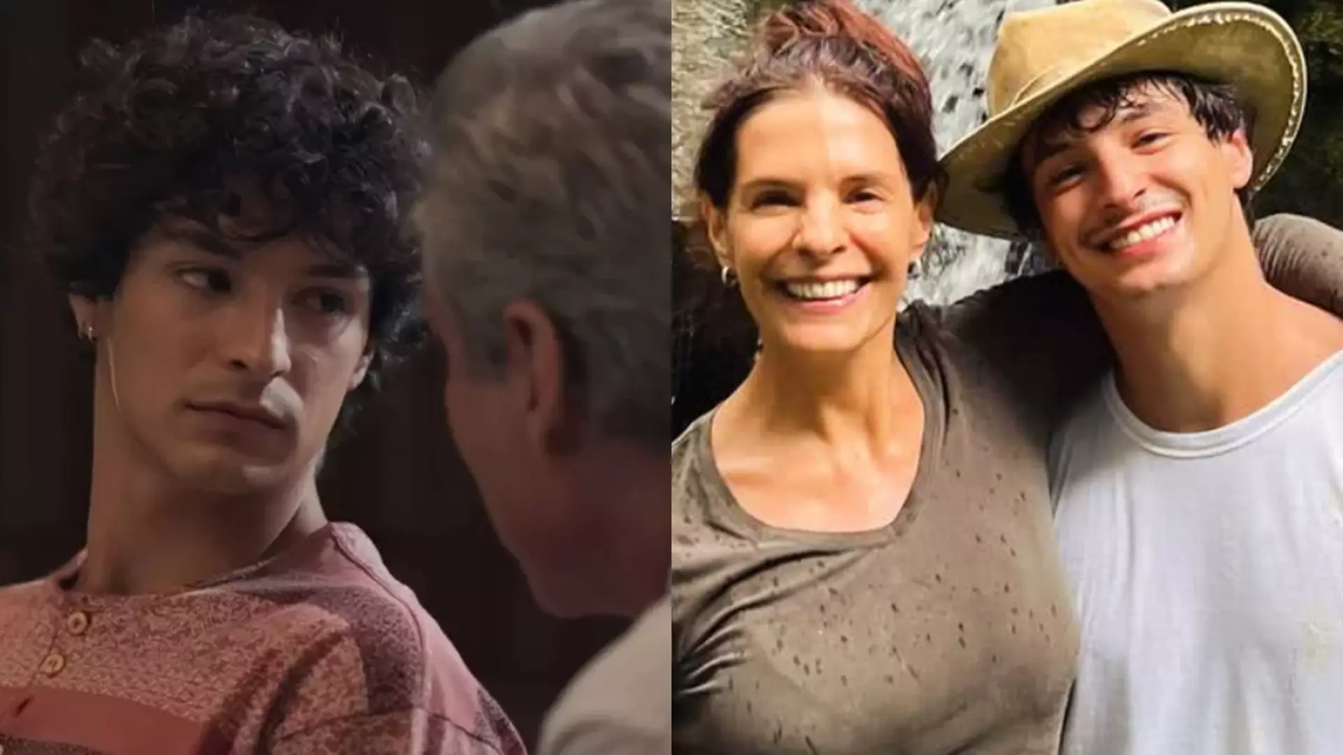 Pedro Waddington como Tiago de Vale Tudo e ao lado da mãe, Helena Ranaldi