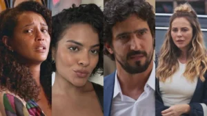 Raquel (Taís Araujo), Maria de Fátima (Bella Campos), Ivan (Renato Góes) e Heleninha (Paolla Oliveira) de Vale Tudo