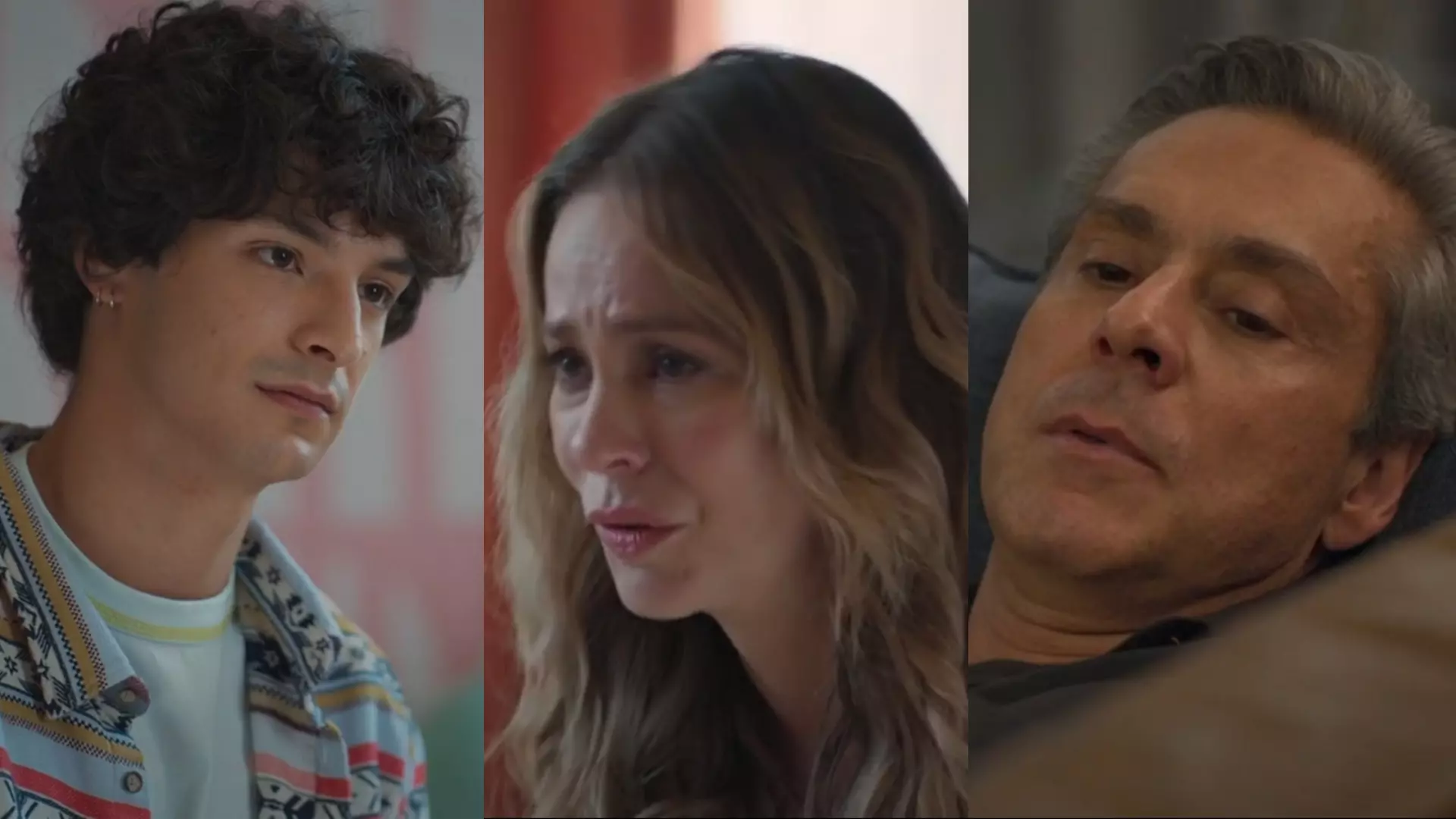 Tiago (Pedro Waddington), Heleninha (Paolla Oliveira) e Marco Aurélio (Alexandre Nero) de Vale Tudo