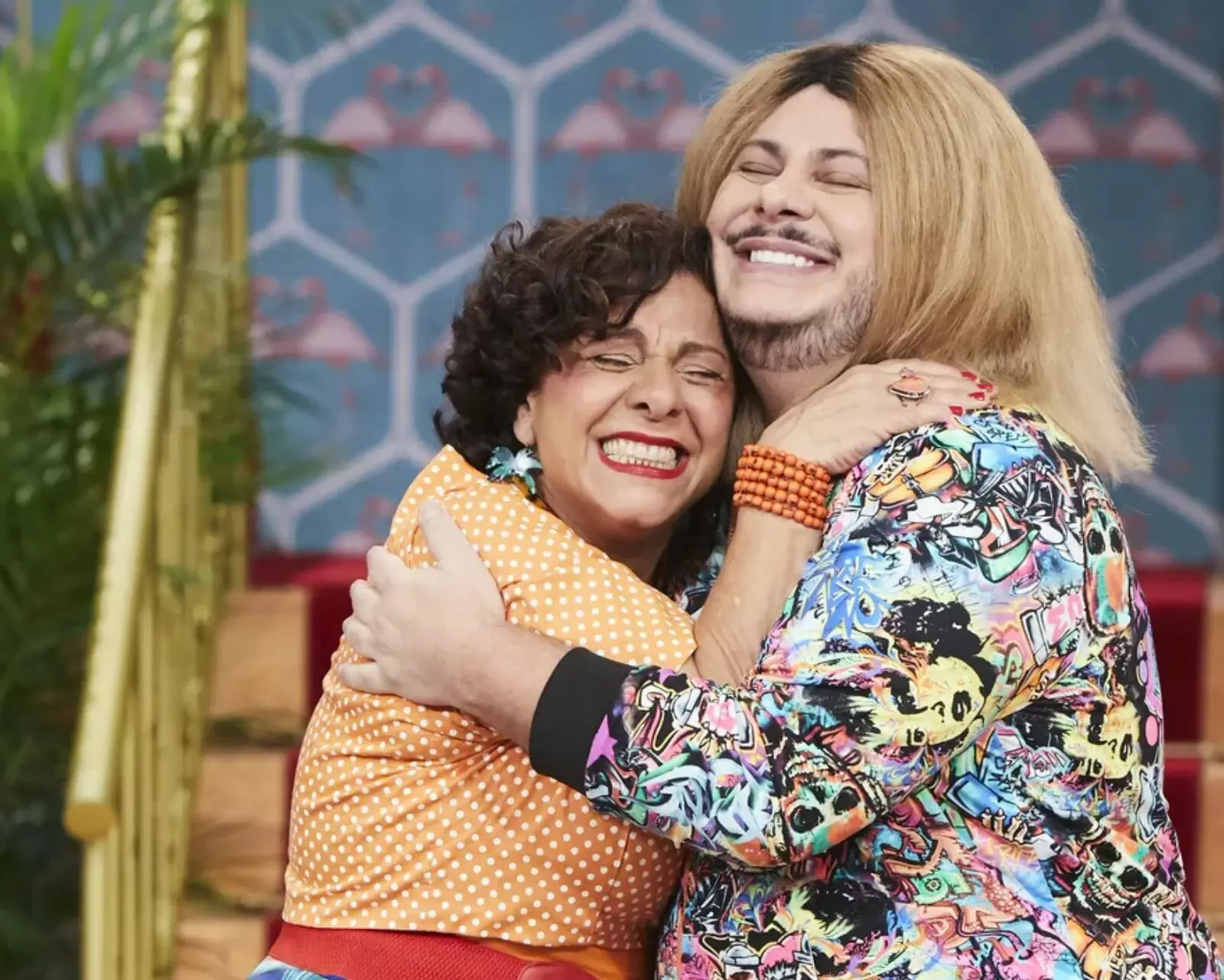 Dona Jo (Catarina Abdalla) e Ferdinando (Marcus Majella) no 'Vai Que Cola'