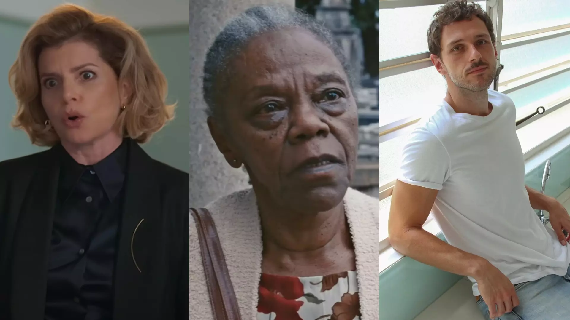 Odete (Debora Bloch), Nice (Teca Pereira) e Leonardo (Guilherme Magon) de Vale Tudo