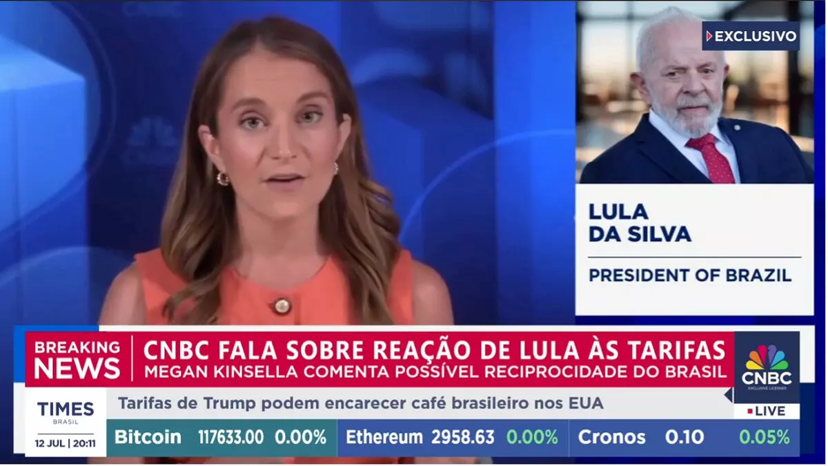 Cobertura pela CNBC do tarifaço dos Estados Unidos sobre o Brasil e sua repercussão
