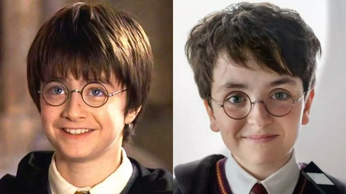 Daniel Radcliffe e Dominic McLaughlin como Harry Potter