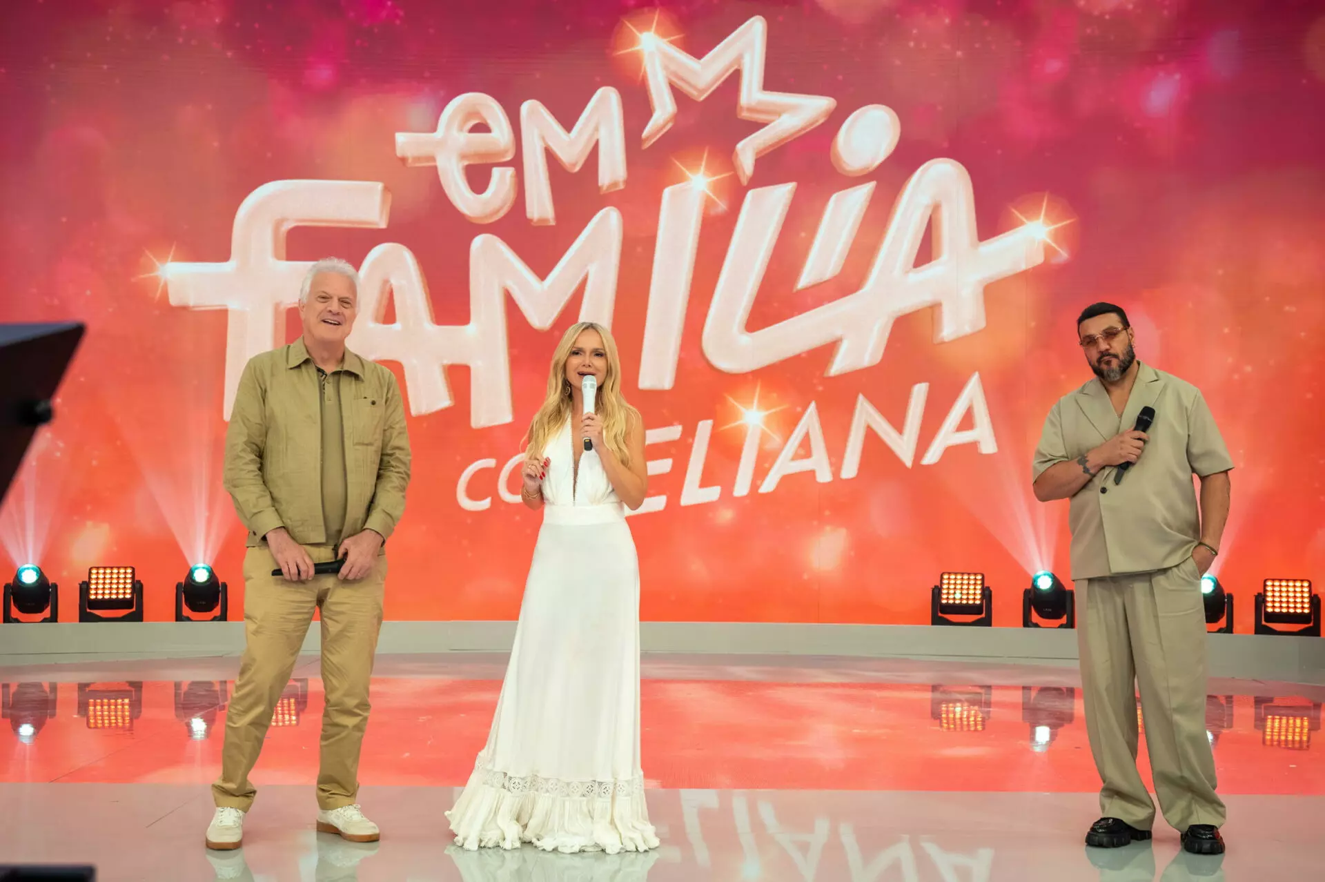 Pedro Bial, Eliana e Belo (Foto: Globo/Bob Paulino)