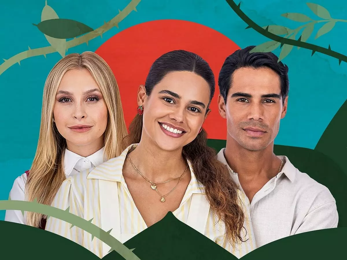 Liz (Carla Diaz), Rosa (Arianne Botelho) e Vicente (Micael Borges), de Então É Amor?, novelinha vertical do Globoplay